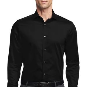 NWT Calvin Klein Infinite Non-Iron Slim Fit Stretch Collar Dress Shirt, Black XL